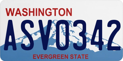 WA license plate ASV0342