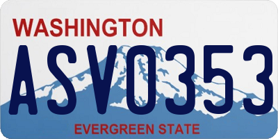 WA license plate ASV0353
