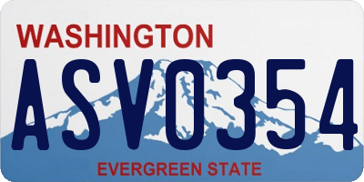 WA license plate ASV0354
