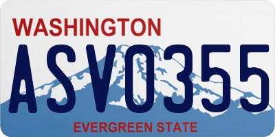 WA license plate ASV0355