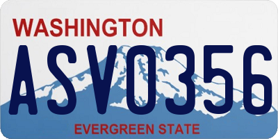 WA license plate ASV0356