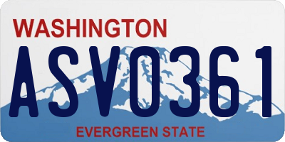 WA license plate ASV0361