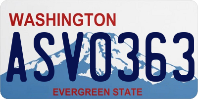 WA license plate ASV0363