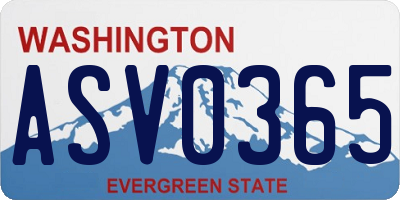 WA license plate ASV0365