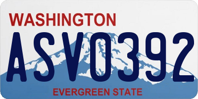 WA license plate ASV0392