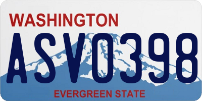 WA license plate ASV0398