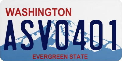 WA license plate ASV0401
