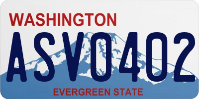 WA license plate ASV0402
