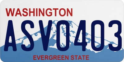 WA license plate ASV0403