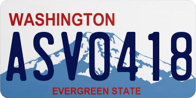 WA license plate ASV0418