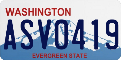 WA license plate ASV0419