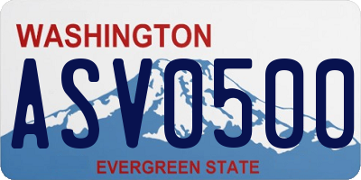 WA license plate ASV0500