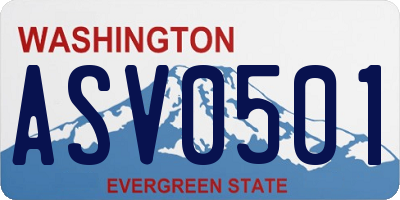 WA license plate ASV0501