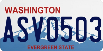 WA license plate ASV0503