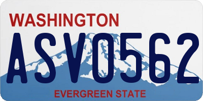 WA license plate ASV0562