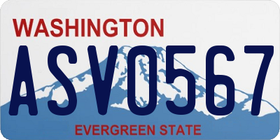 WA license plate ASV0567