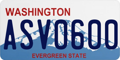 WA license plate ASV0600