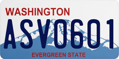 WA license plate ASV0601