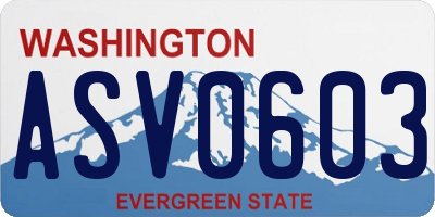 WA license plate ASV0603