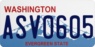 WA license plate ASV0605