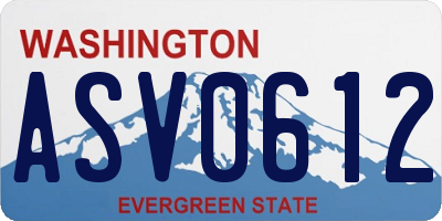 WA license plate ASV0612