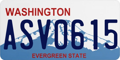 WA license plate ASV0615