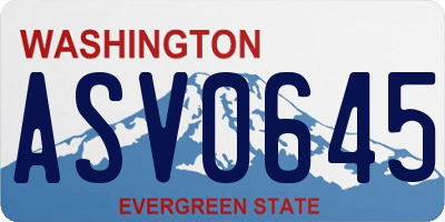 WA license plate ASV0645