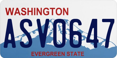 WA license plate ASV0647