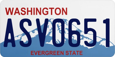 WA license plate ASV0651