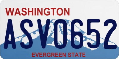 WA license plate ASV0652