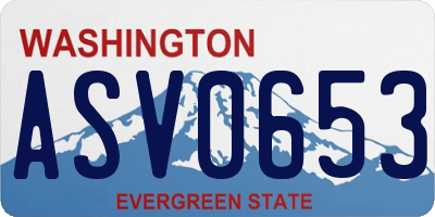 WA license plate ASV0653