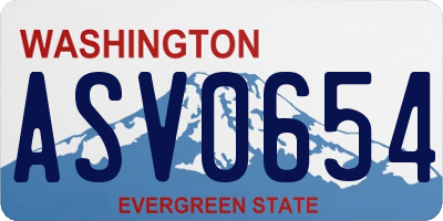 WA license plate ASV0654
