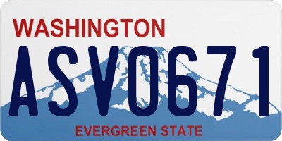 WA license plate ASV0671