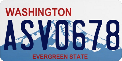 WA license plate ASV0678
