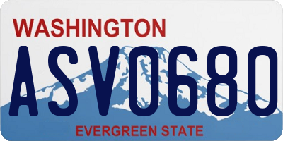 WA license plate ASV0680