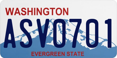 WA license plate ASV0701