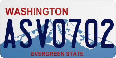 WA license plate ASV0702