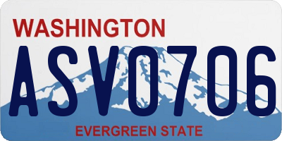 WA license plate ASV0706