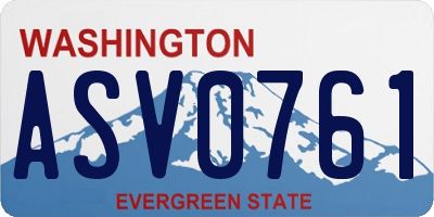 WA license plate ASV0761