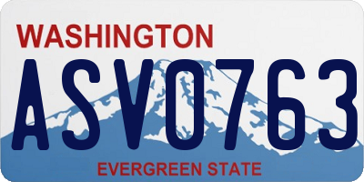 WA license plate ASV0763