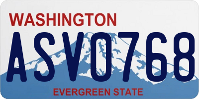 WA license plate ASV0768