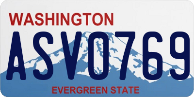 WA license plate ASV0769