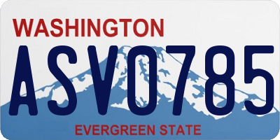 WA license plate ASV0785