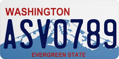 WA license plate ASV0789