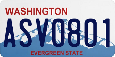 WA license plate ASV0801