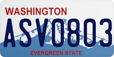 WA license plate ASV0803