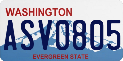 WA license plate ASV0805
