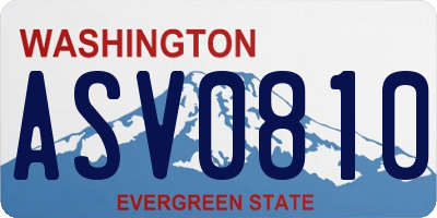 WA license plate ASV0810
