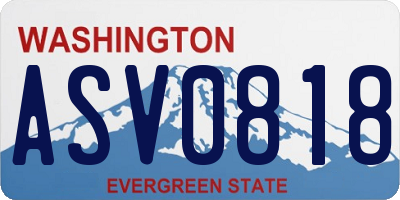 WA license plate ASV0818