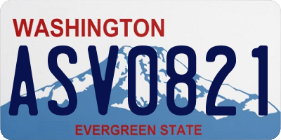 WA license plate ASV0821